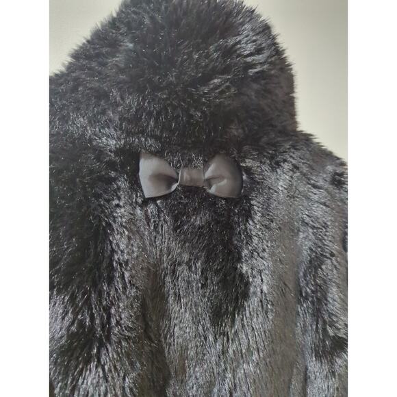 Kate Spade Black Faux Fur Back Bow Coat - Picture 6 of 7